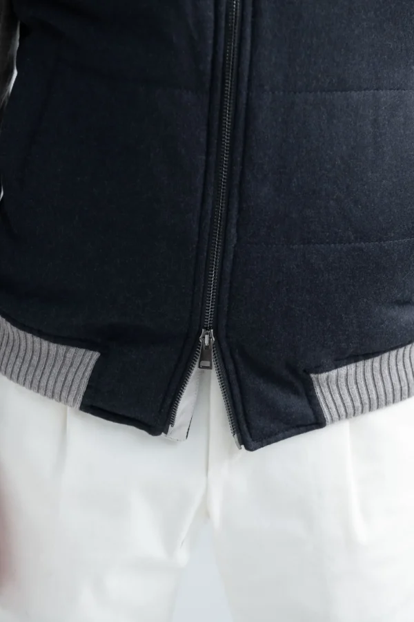 Blue down vest in wool & cashmere – Made in Italy