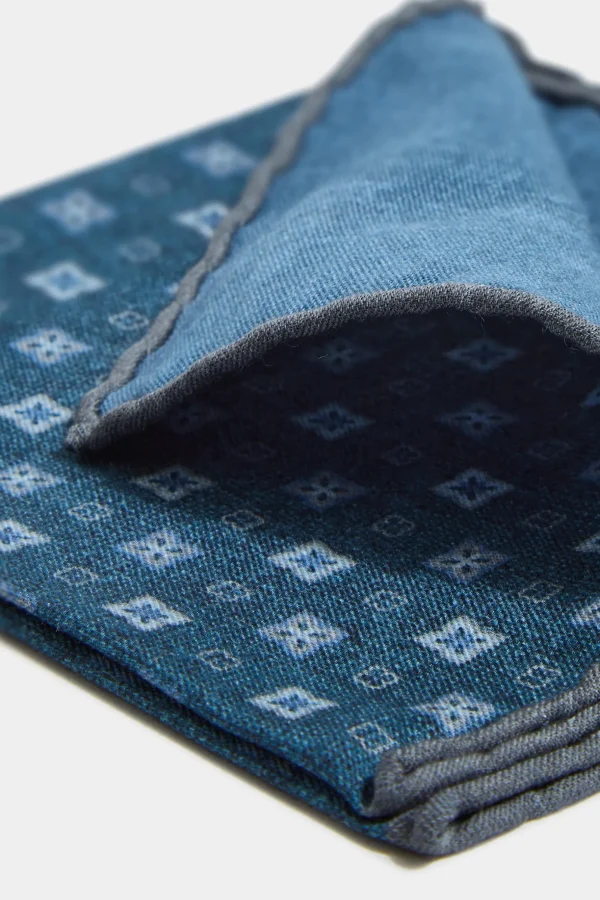 Blue fancy reversible pocket square - Made in Italy
