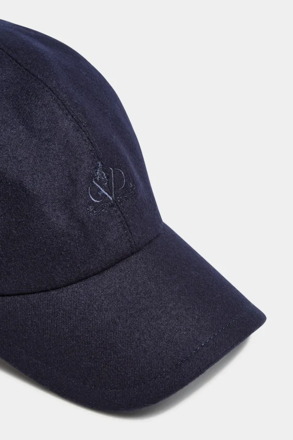 Blue flannel baseball cap - Made in Italy