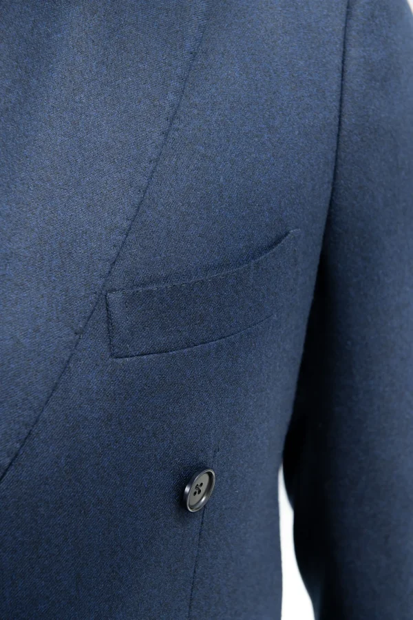 Blue flannel double breasted jacket - Made in Italy