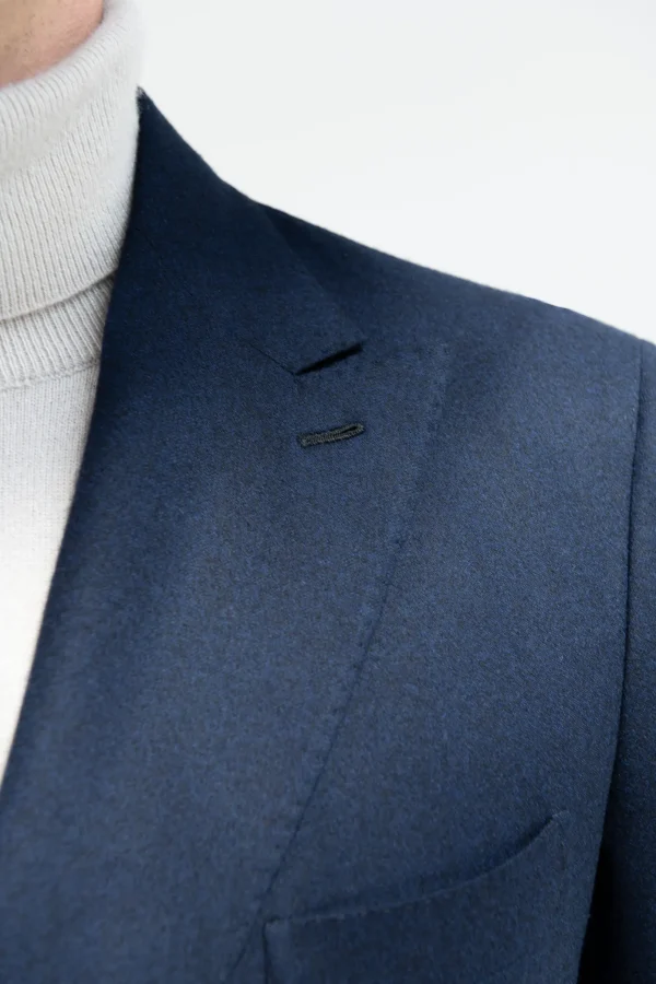 Blue flannel double breasted jacket - Made in Italy