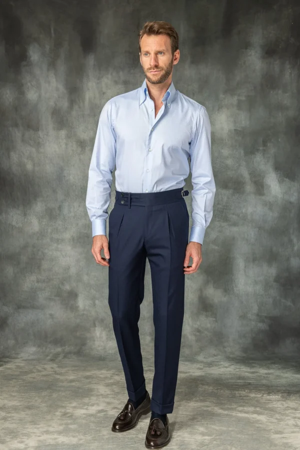 Blue flannel Limited Edition trousers - Made in Italy