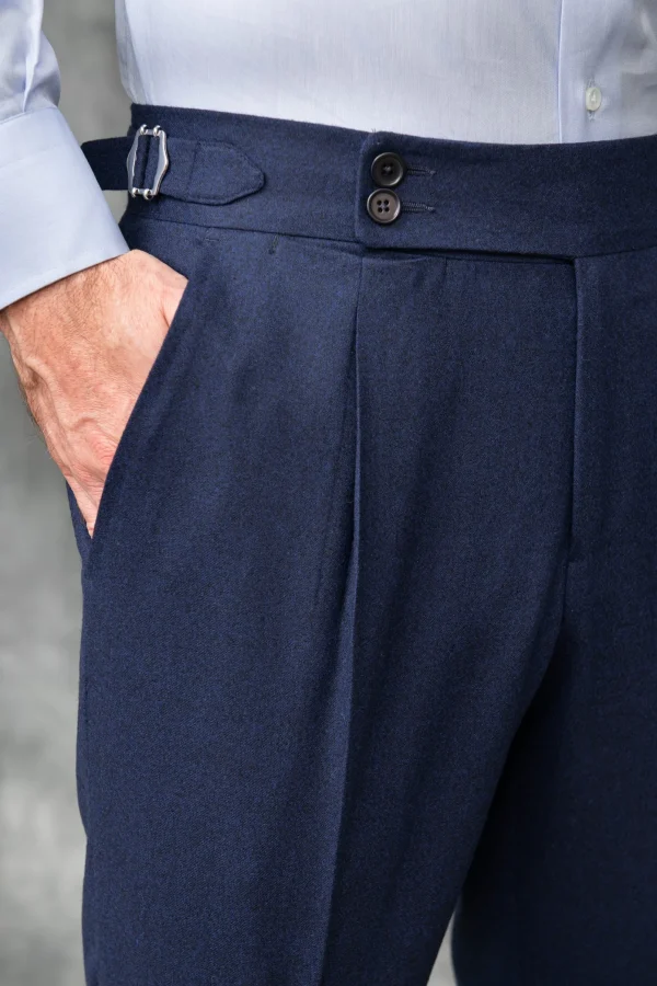 Blue flannel Soragna trousers - Made in Italy