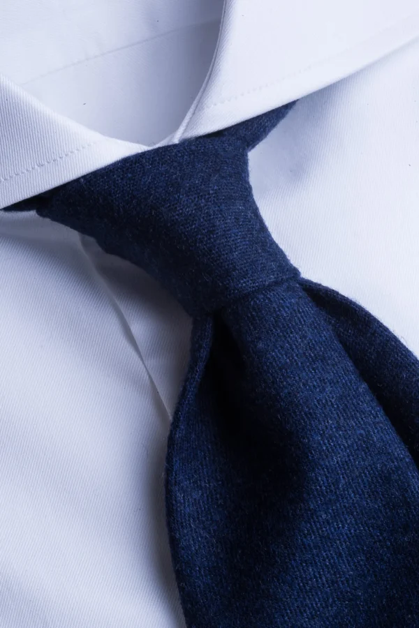 Blue flannel tie - Made In Italy