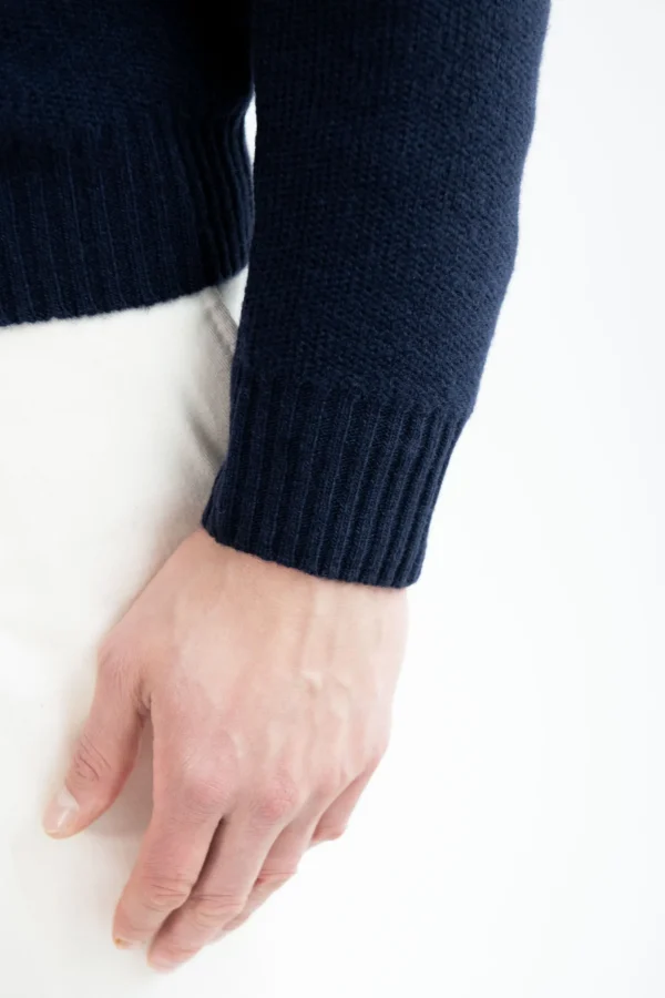 Blue honeycomb cashmere blend full zip – Made in Italy