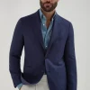 Blue jacket in cotton and silk - Made in Italy