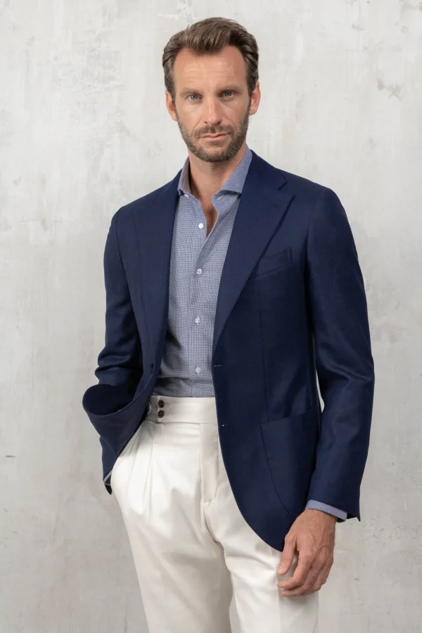 Blue jacket in wool and cashmere - Made in Italy