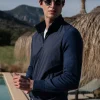 Blue knit & nylon bomber jacket – Made in Italy