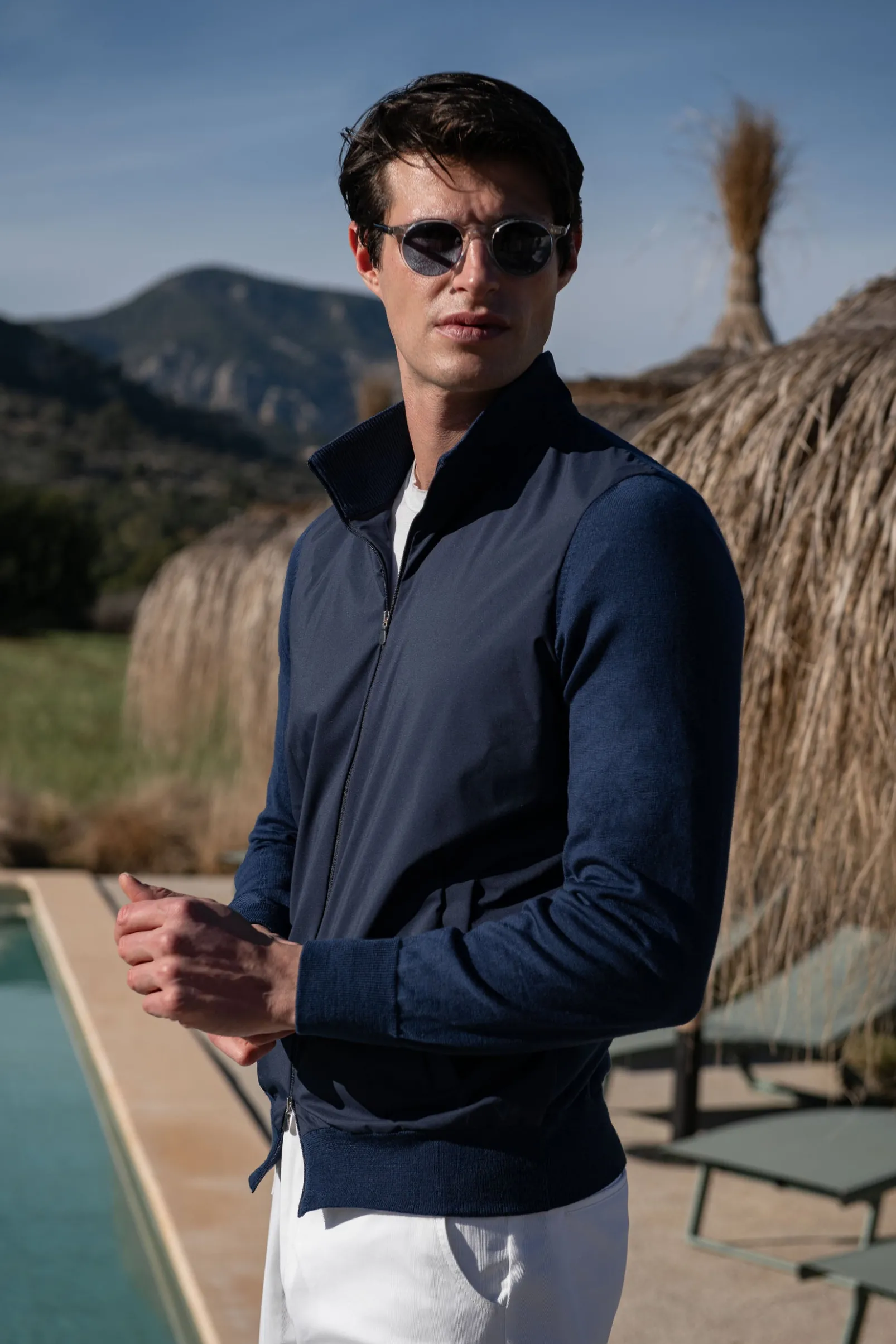 blue_knit__nylon_bomber_j_0.webp Blue knit & nylon bomber jacket – Made in Italy