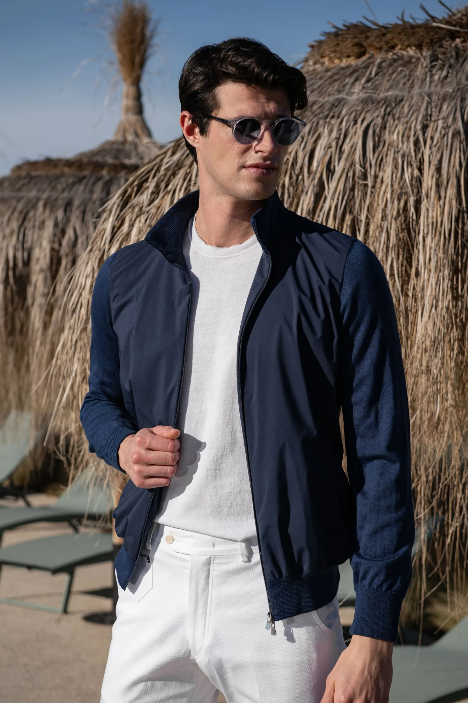 blue_knit__nylon_bomber_j_1.webp Blue knit & nylon bomber jacket – Made in Italy
