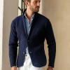 Blue knitted jacket - wool and cashmere - Made in Italy
