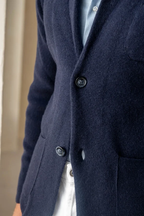 Blue knitted jacket - wool and cashmere - Made in Italy