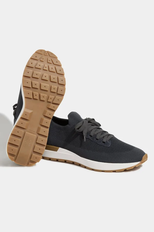 Blue knitted sneakers - Made In Italy