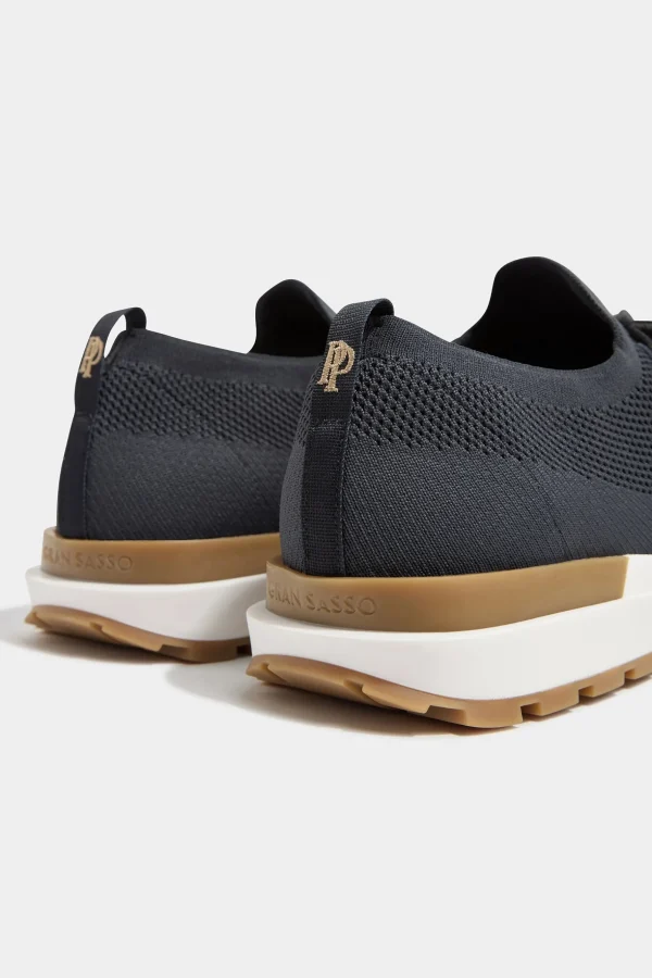 Blue knitted sneakers - Made In Italy