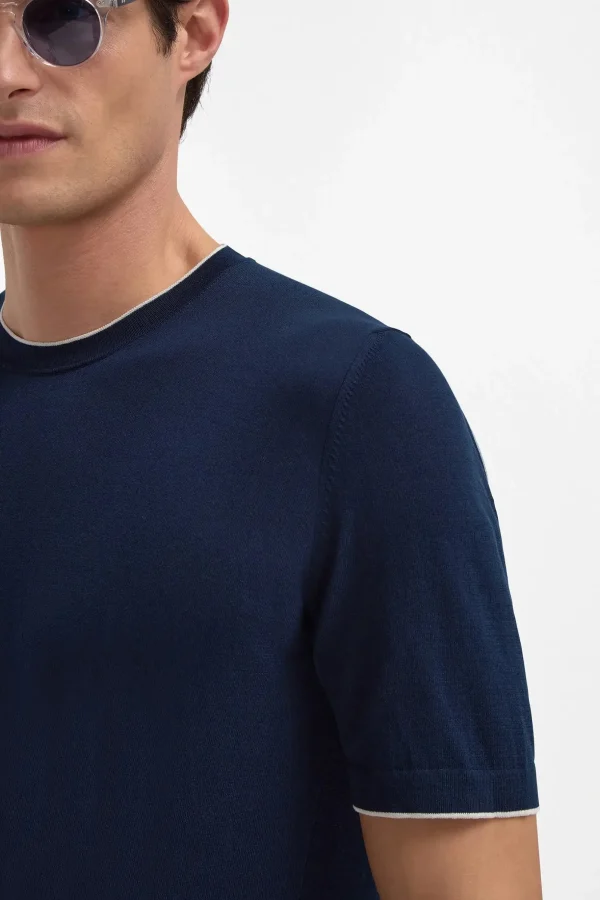 Blue knitted t-shirt - Made in Italy