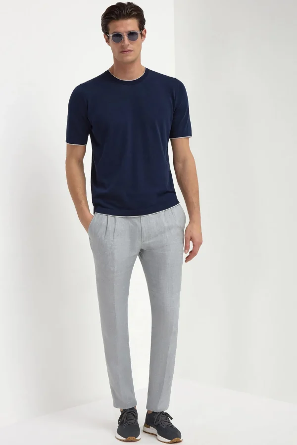 Blue knitted t-shirt - Made in Italy