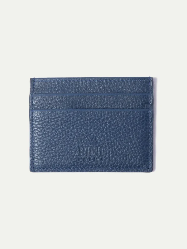 Blue leather card holder - Made in Italy