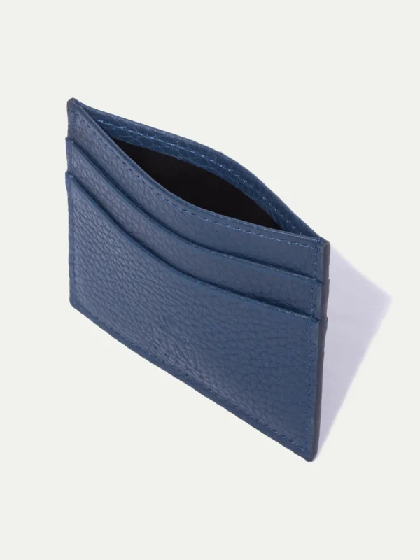 Blue leather card holder - Made in Italy