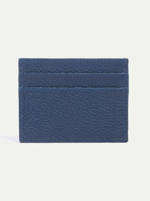 Blue leather card holder - Made in Italy