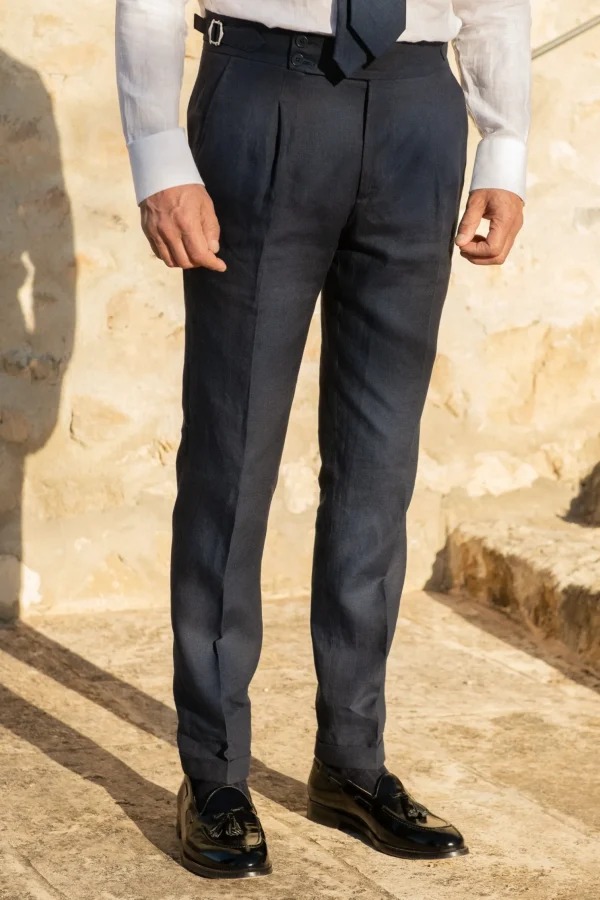 Blue linen trousers "Soragna Capsule Collection" - Made in Italy