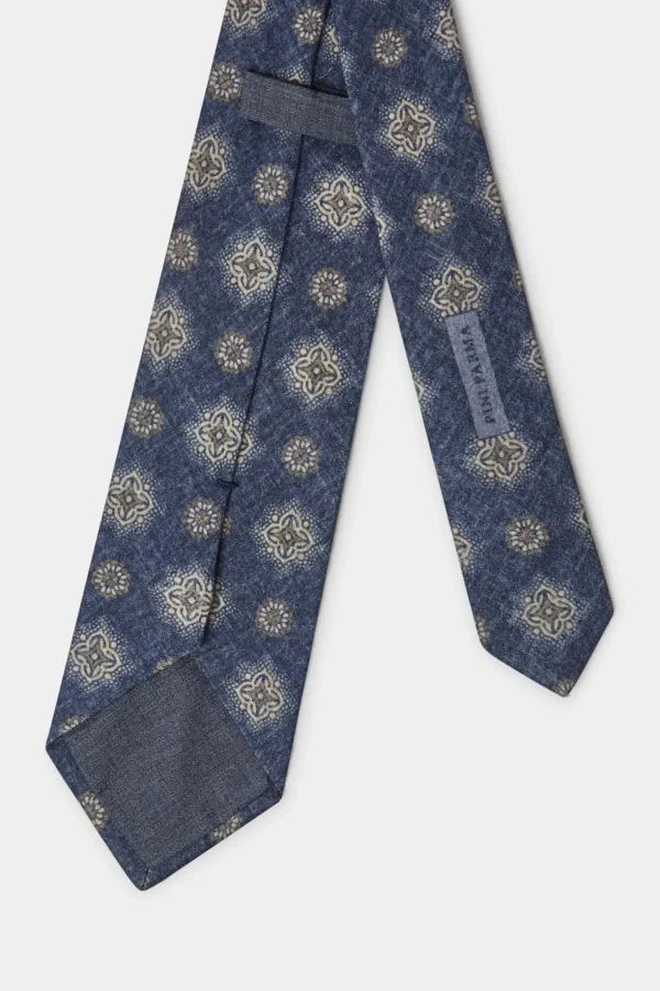 Blue macro fancy tie - Made In Italy