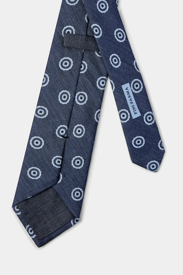 Blue macro fancy tie - Made in Italy