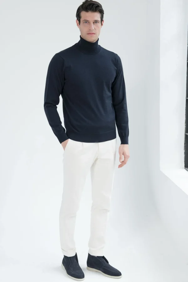 Blue Merino Turtleneck – Made in Italy