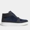 Blue nabuk and corduroy High sneakers - Made In Italy