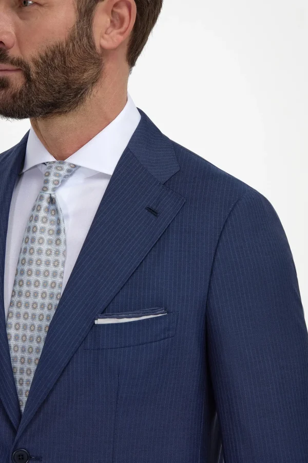 Blue pinstripe wool suit - Made in Italy