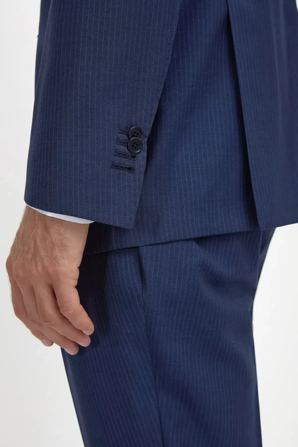 Blue pinstripe wool suit - Made in Italy