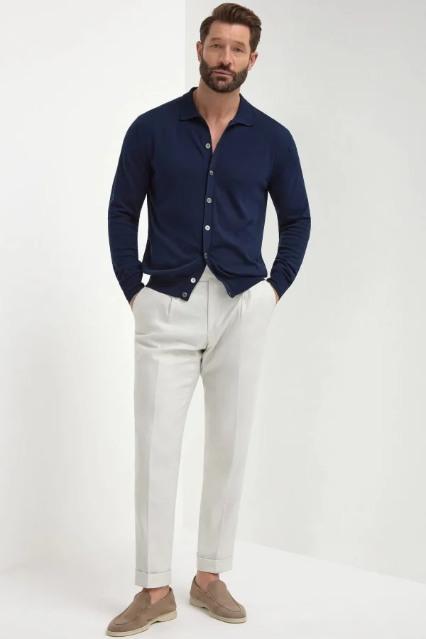 Blue polo cardigan - Made in Italy