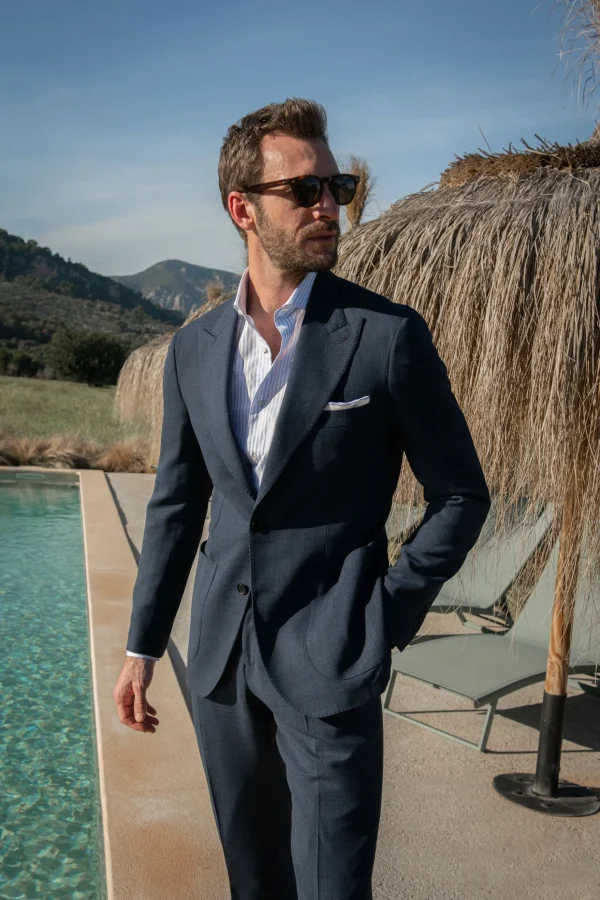 Blue Prince of Wales suit - Made in Italy