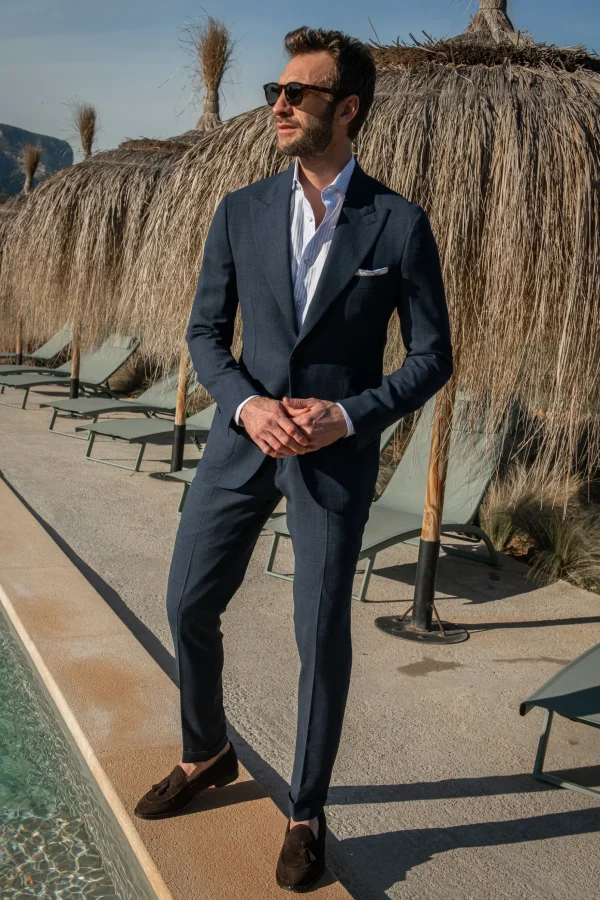 Blue Prince of Wales suit - Made in Italy