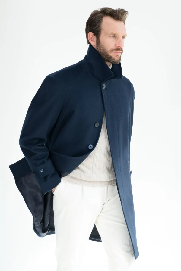 Blue Raglan coat – Made in Italy