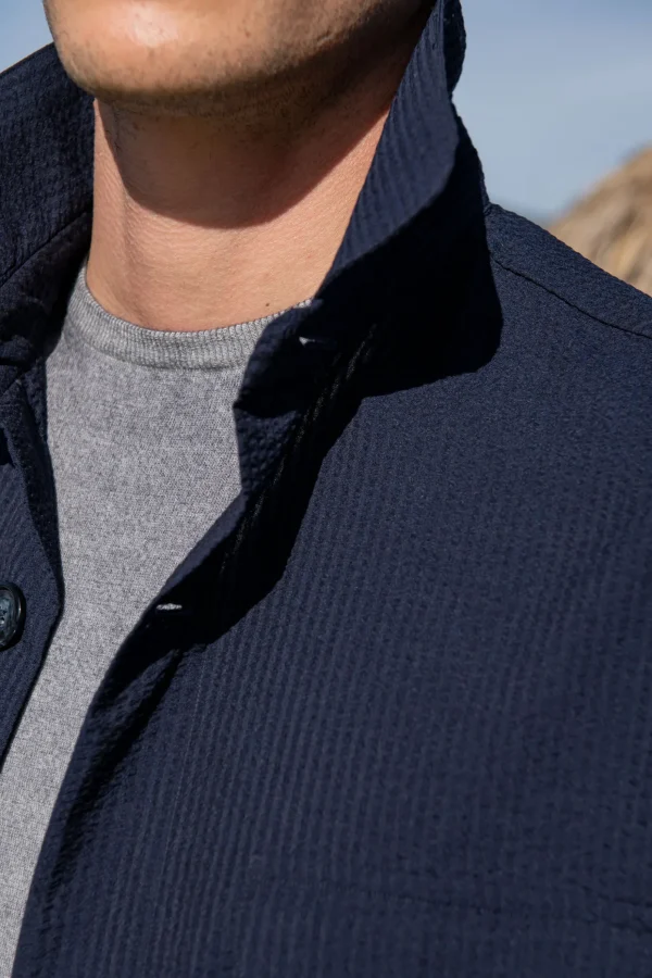 Blue Safari Jacket in seersucker – Made in Italy