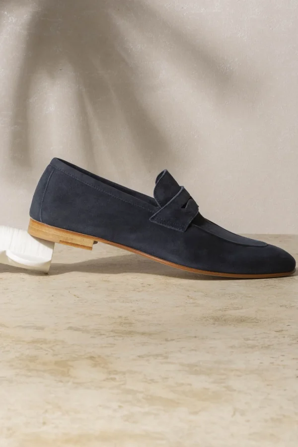 Blue soft penny loafers - Made In Italy