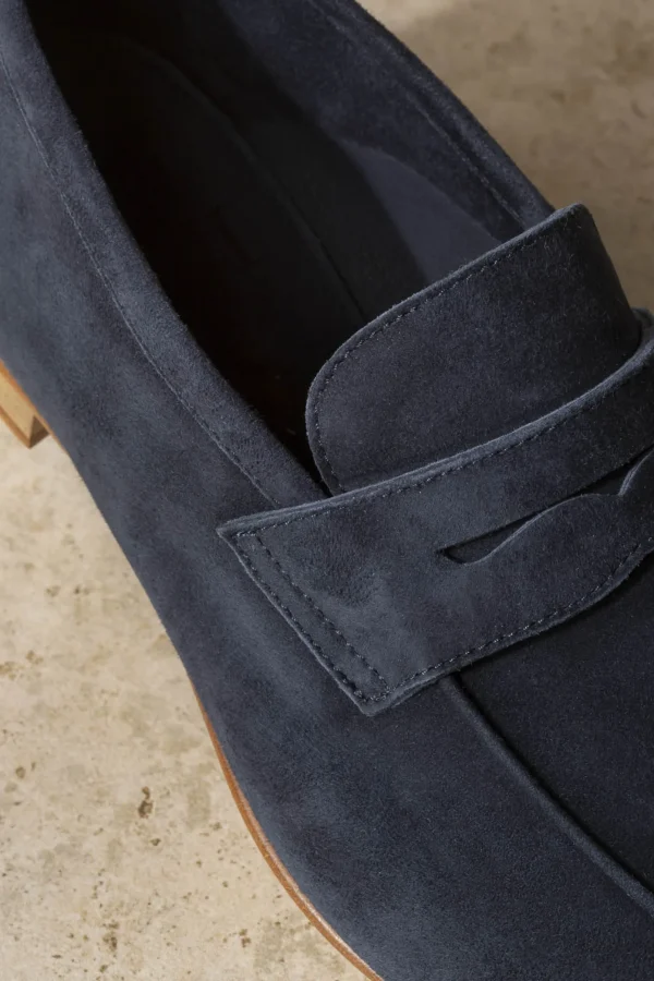 Blue soft penny loafers - Made In Italy
