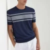 Blue striped linen t-shirt - Made in Italy