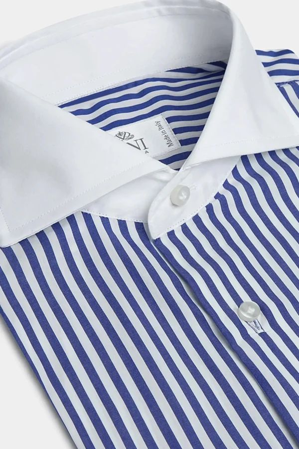 Blue striped white collar shirt Limited Edition - Made in Italy
