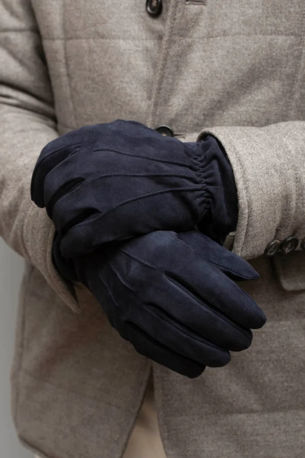 Blue suede gloves - Made in Italy