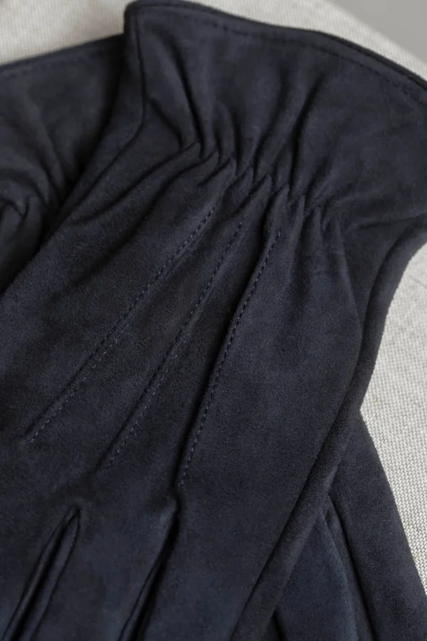 Blue suede gloves - Made in Italy