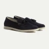 Blue suede tassel loafers - Made In Italy