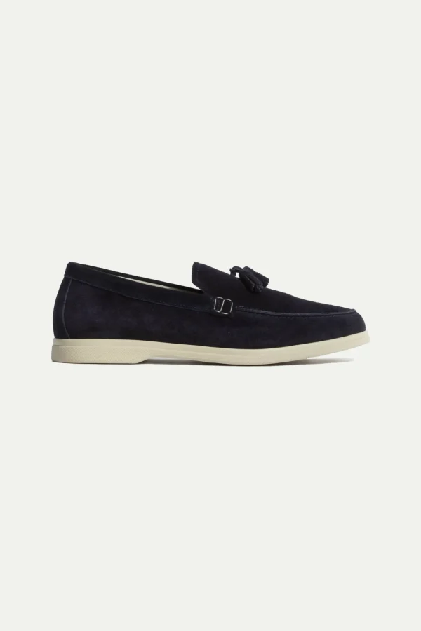 Blue suede tassel loafers - Made In Italy