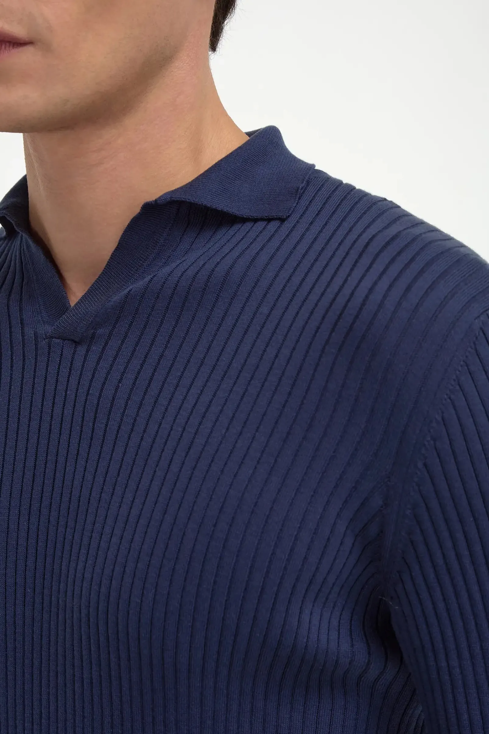 blue_thin_rib_long_sleeve_1.webp Blue thin rib long sleeve polo - Made in Italy