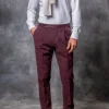 Bordeaux Cotton Biella Trousers - Made in Italy