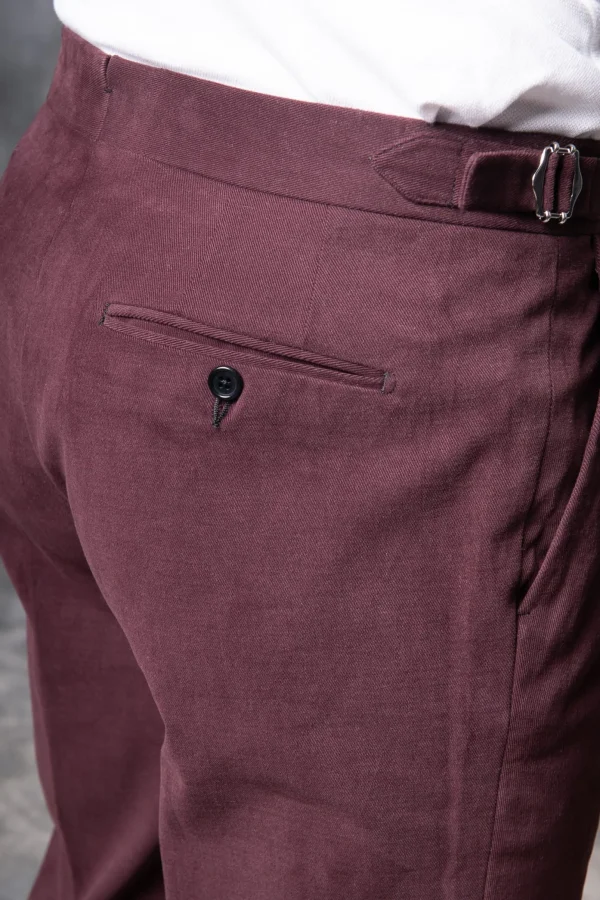 Bordeaux Cotton Biella Trousers - Made in Italy
