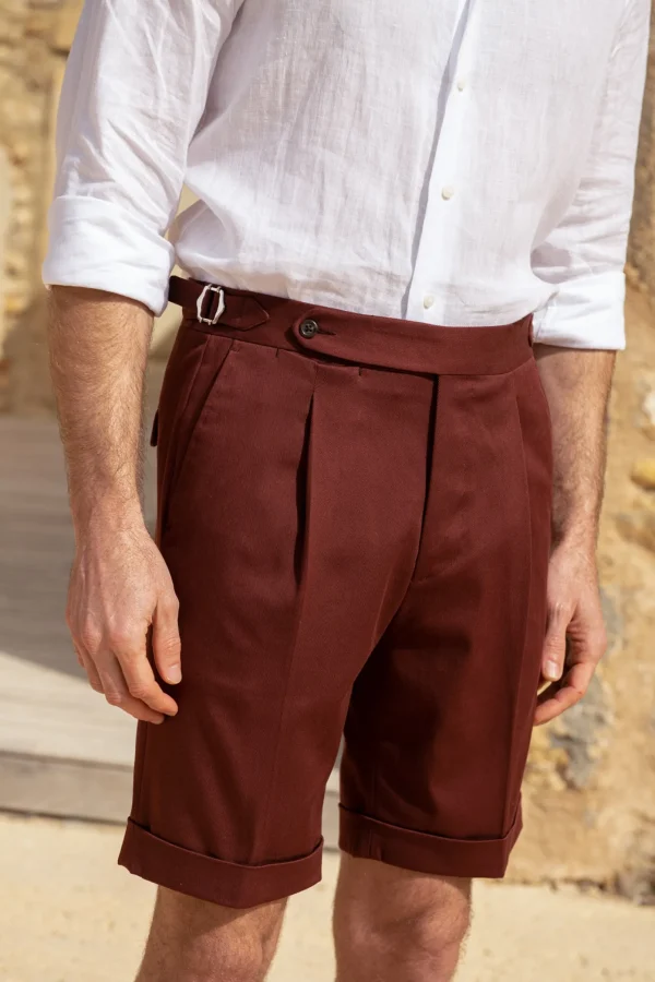 Bordeaux cotton shorts - Made in Italy