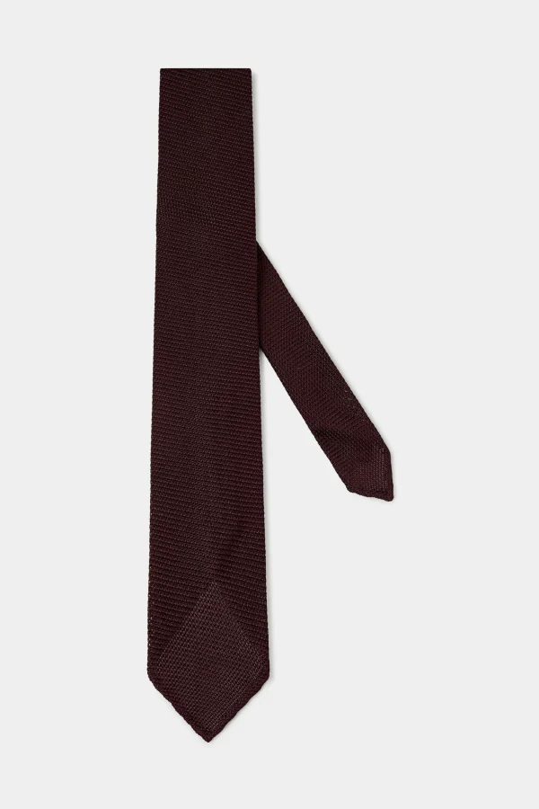 Bordeaux grenadine silk tie - Hand Made In Italy