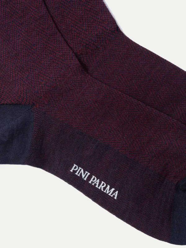 Bordeaux herringbone short socks - Made in Italy