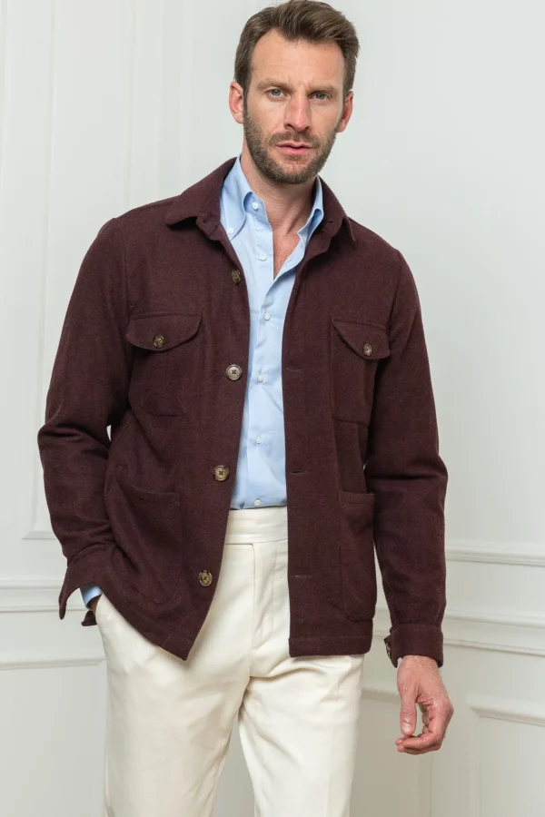 Bordeaux Safari Jacket flannel Super 180'S – Made in Italy